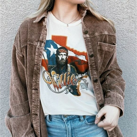 NWOT Midnight Rider Willie Nelson Texas Graphic Short Sleeve Tee XS - Picture 1 of 10